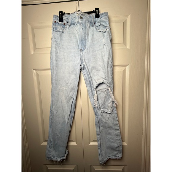 Abercrombie & Fitch Denim - Abercrombie & Fitch 90's Straight Ultra High Rise Denim Distressed Jeans